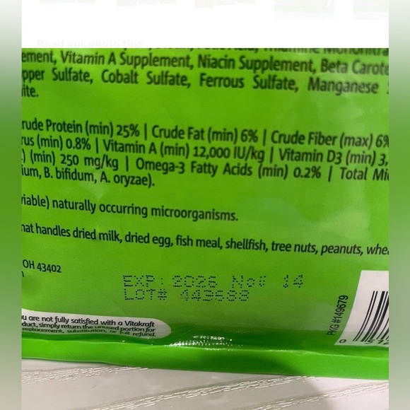 Vitakraft vitasmart natural pelleted diet sugar glider food-3 bags NWT! - Picture 6 of 6